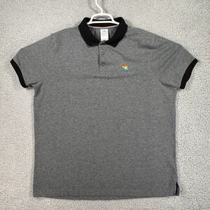 Disney Pride Embroidered Rainbow Mickey Mouse Polo Shirt Men's Size L Grey LGBTQ